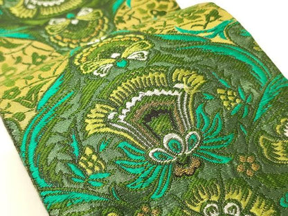 平和屋着物●男性　両面　角帯　花唐草文　金糸　正絹　逸品　CABI4871ak