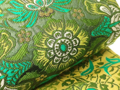 平和屋着物●男性　両面　角帯　花唐草文　金糸　正絹　逸品　CABI4871ak