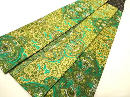 平和屋着物●男性　両面　角帯　花唐草文　金糸　正絹　逸品　CABI4871ak
