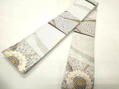 平和屋着物●男性　角帯　花尽し文　金糸　正絹　逸品　CABI4874ak