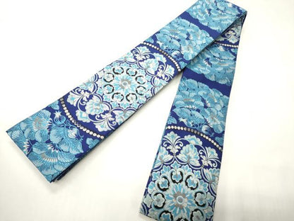 平和屋着物●男性　両面　角帯　正倉院花蝶文　正絹　逸品　CABI4875ak