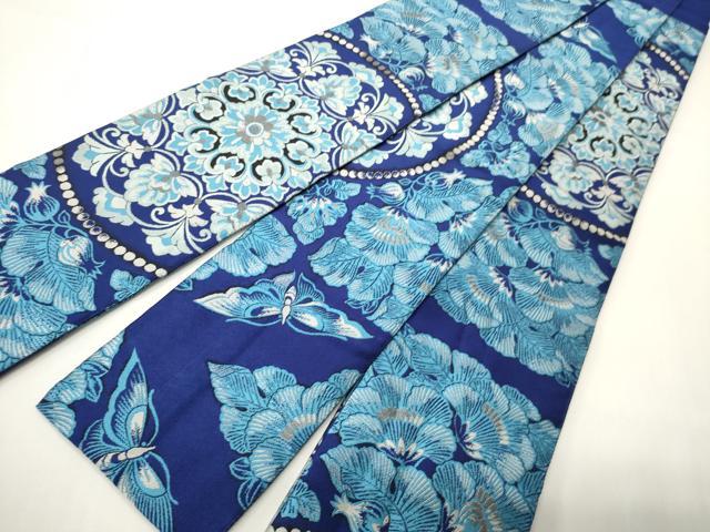 平和屋着物●男性　両面　角帯　正倉院花蝶文　正絹　逸品　CABI4875ak