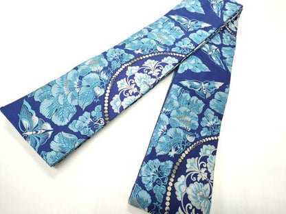 平和屋着物●男性　両面　角帯　正倉院花蝶文　正絹　逸品　CABI4875ak