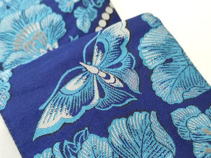 平和屋着物●男性　両面　角帯　正倉院花蝶文　正絹　逸品　CABI4875ak