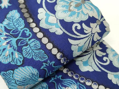 平和屋着物●男性　両面　角帯　正倉院花蝶文　正絹　逸品　CABI4875ak