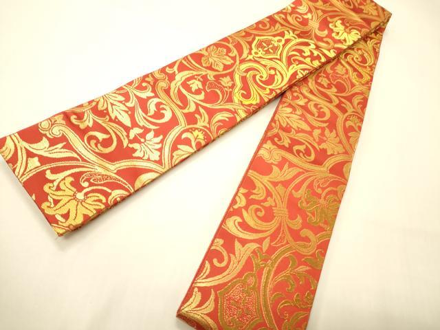 平和屋着物●男性　両面　角帯　花唐草文　金銀糸　正絹　逸品　CABI4878ak