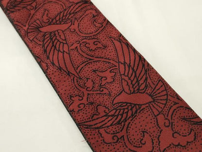 平和屋着物●男性　両面　角帯　舞鳥文　霞文　正絹　逸品　CABI4884ak