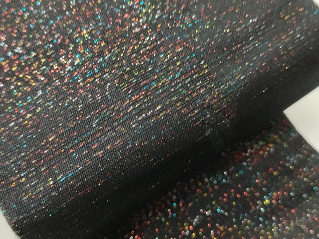 平和屋着物●男性　両面　角帯　幾何学文　霞文　黒地　正絹　逸品　CABI4891ak