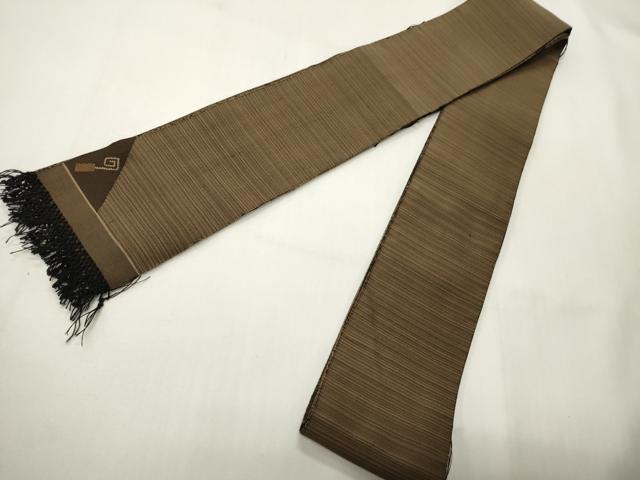 平和屋着物●男性　爪掻き本綴れ　角帯　横段文　ワンポイント/渦巻き模様　正絹　逸品　CABI4897ak