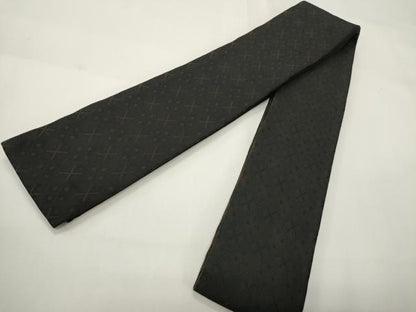 平和屋着物●男性　本場筑前博多織　角帯　変わり菱文　黒地　正絹　逸品　CABI4907ak