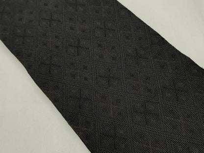 平和屋着物●男性　本場筑前博多織　角帯　変わり菱文　黒地　正絹　逸品　CABI4907ak