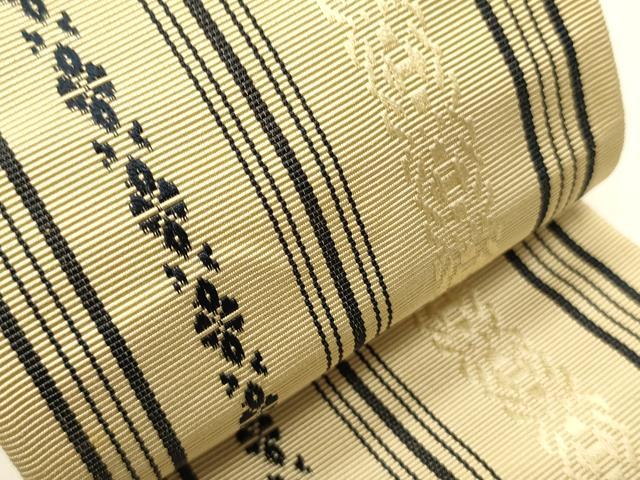 平和屋着物●男性　本場筑前博多織　角帯　献上柄　正絹　逸品　CABI4908ak