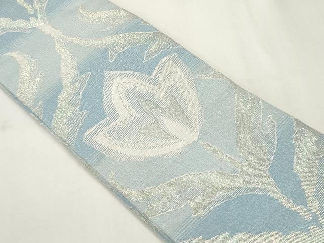 平和屋着物●男性　角帯　草花文　銀糸　正絹　逸品　CABI4916ak