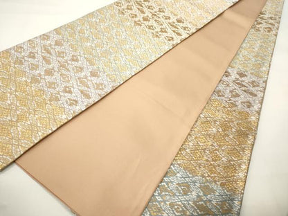 平和屋着物●両面　両方向　六寸帯　西陣織　辻梅帯　金銀糸　正絹　逸品　CABI4917ak