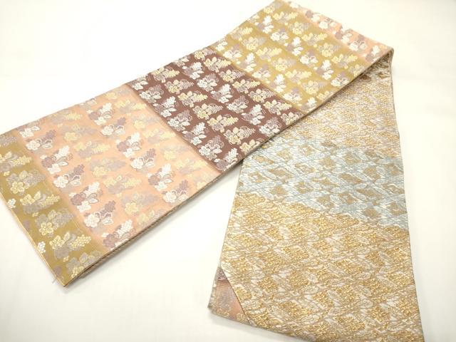 平和屋着物●両面　両方向　六寸帯　西陣織　辻梅帯　金銀糸　正絹　逸品　CABI4917ak