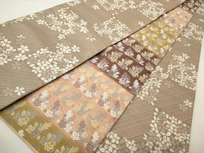 平和屋着物●両面　両方向　六寸帯　西陣織　辻梅帯　金銀糸　正絹　逸品　CABI4917ak