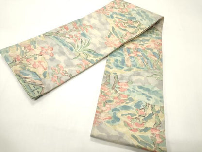 平和屋着物●創作半幅帯　本場染大島紬　風景文　正絹　逸品　CABI4919ak