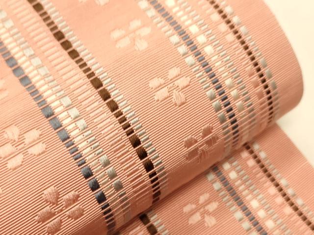 平和屋着物●本場筑前博多織　半幅帯　小袋帯　苺錦　証紙付き　正絹　逸品　CABI4925ak