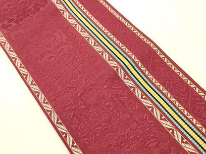 平和屋着物●本場筑前博多織　半幅帯　井上絹織?謹製　小袋帯　花間道　証紙付き　正絹　逸品　CABI4926ak