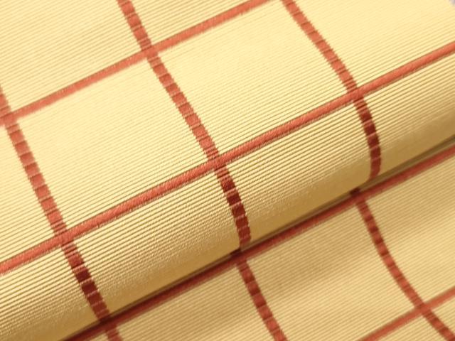 平和屋着物●本場筑前博多織　両面　半幅帯　井上絹織謹製　小袋帯　格子柄/縞　証紙付き　正絹　逸品　未使用　CABI4927ak