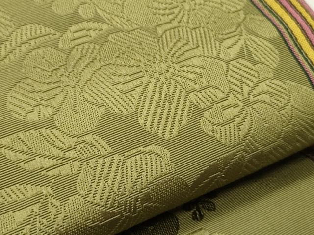 平和屋着物●本場筑前博多織　半幅帯　小野和也作　小袋帯　草花文　証紙付き　正絹　逸品　未使用　CABI4929ak
