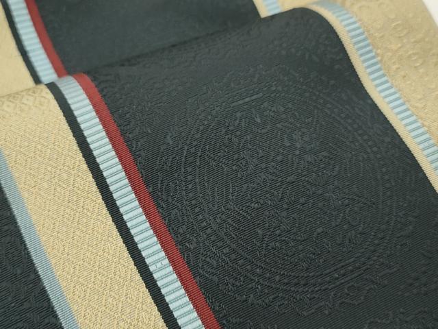 平和屋着物●本場筑前博多織　半幅帯　吉祥花丸文　正絹　逸品　CABI4933ak