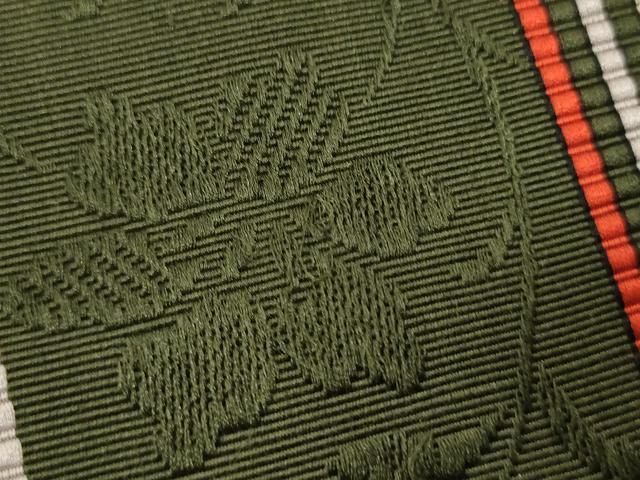 平和屋着物●本場筑前博多織　半幅帯　草花間道　正絹　逸品　CABI4934ak