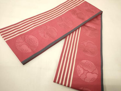 平和屋着物●本場筑前博多織　半幅帯　梅丸文　正絹　逸品　CABI4935ak
