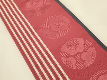 平和屋着物●本場筑前博多織　半幅帯　梅丸文　正絹　逸品　CABI4935ak