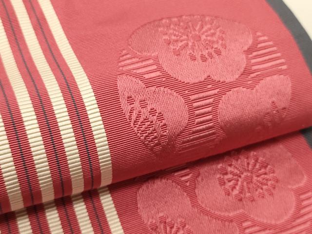 平和屋着物●本場筑前博多織　半幅帯　梅丸文　正絹　逸品　CABI4935ak