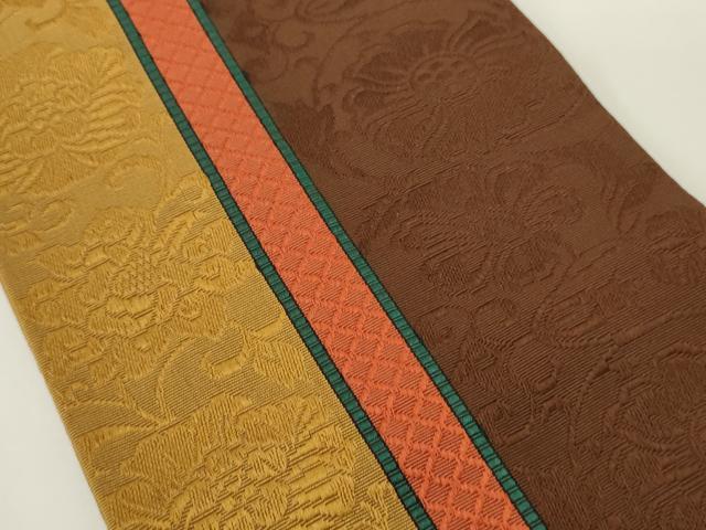 平和屋着物●本場筑前博多織　半幅帯　草花文　正絹　逸品　CABI4937ak