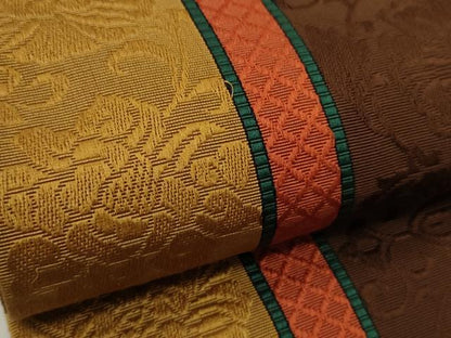 平和屋着物●本場筑前博多織　半幅帯　草花文　正絹　逸品　CABI4937ak