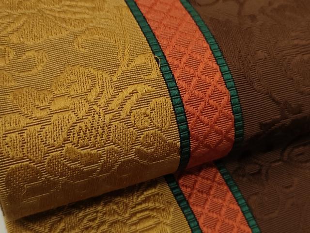 平和屋着物●本場筑前博多織　半幅帯　草花文　正絹　逸品　CABI4937ak