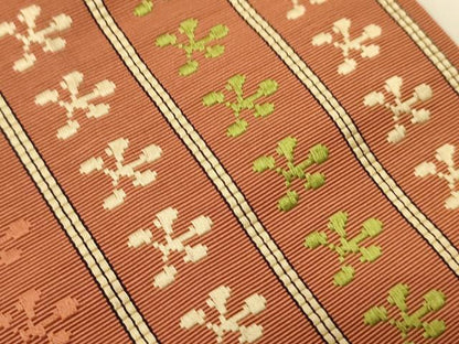 平和屋着物●本場筑前博多織　半幅帯　小袋帯　幾何学間道　証紙付き　正絹　逸品　CABI4942ak