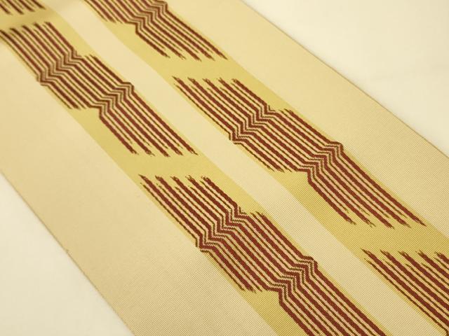 平和屋着物●本場筑前博多織　両面　半幅帯　一重帯　吉祥間道/縞　正絹　逸品　CABI4943ak
