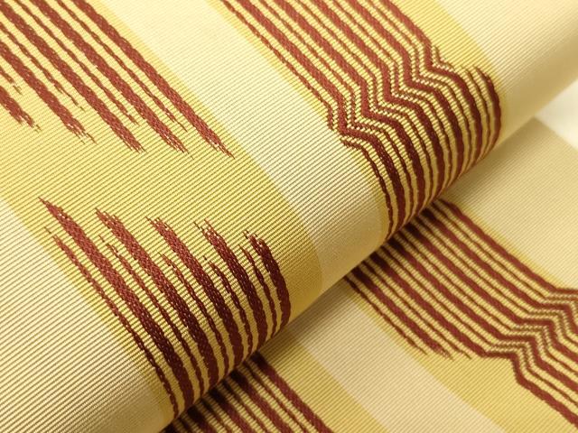 平和屋着物●本場筑前博多織　両面　半幅帯　一重帯　吉祥間道/縞　正絹　逸品　CABI4943ak