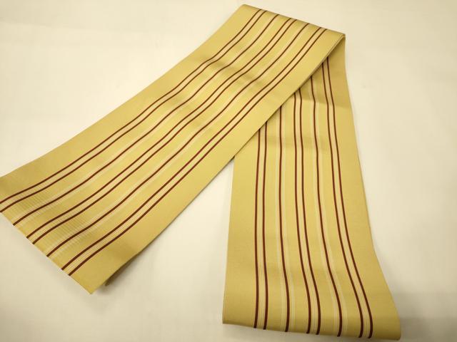 平和屋着物●本場筑前博多織　両面　半幅帯　一重帯　吉祥間道/縞　正絹　逸品　CABI4943ak