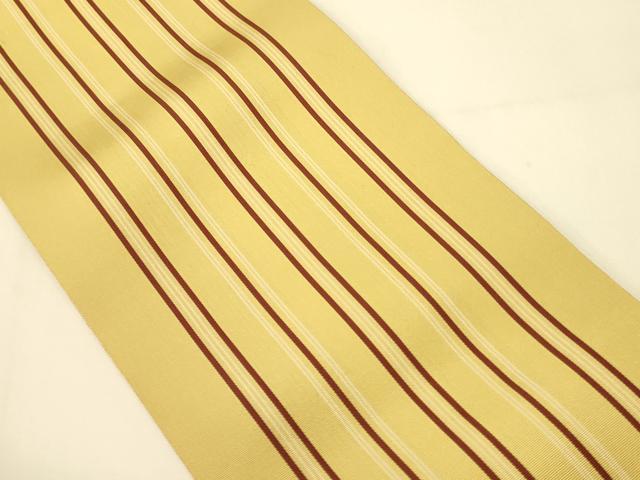 平和屋着物●本場筑前博多織　両面　半幅帯　一重帯　吉祥間道/縞　正絹　逸品　CABI4943ak
