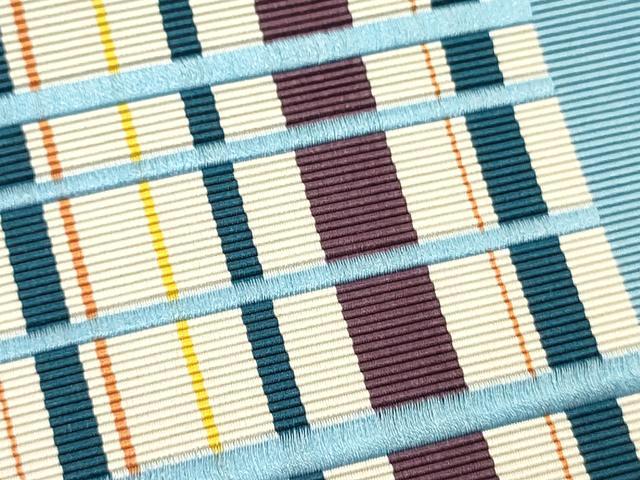 平和屋着物●本場筑前博多織　半幅帯　一重帯　格子間道　証紙付き　正絹　逸品　CABI4944ak