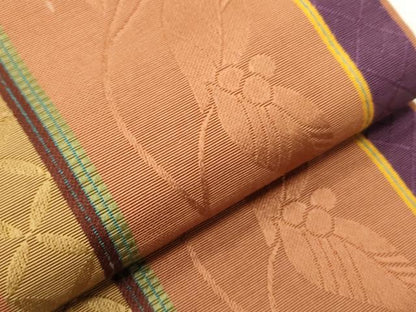 平和屋着物●本場筑前博多織　半幅帯　草花間道　正絹　逸品　CABI4945ak