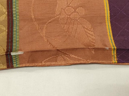平和屋着物●本場筑前博多織　半幅帯　草花間道　正絹　逸品　CABI4945ak