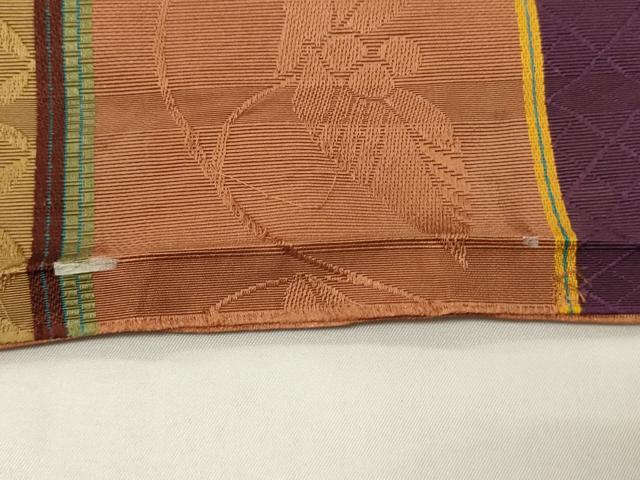 平和屋着物●本場筑前博多織　半幅帯　草花間道　正絹　逸品　CABI4945ak