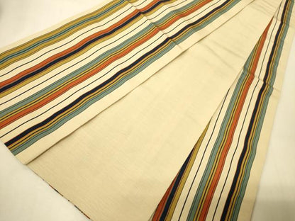 平和屋着物●本場筑前博多織　半幅帯　縞　正絹　逸品　CABI4947ak