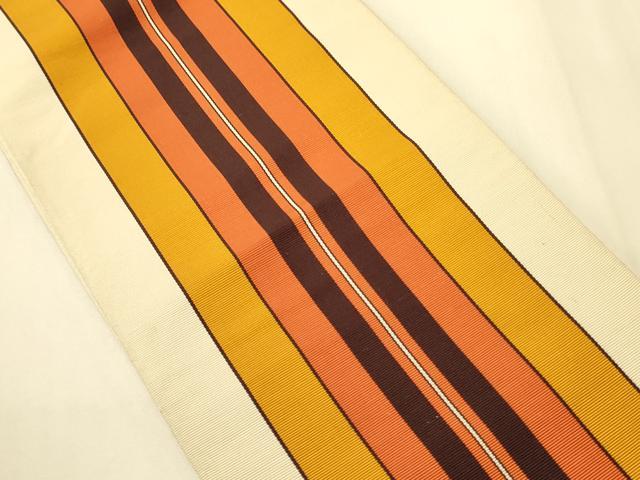 平和屋着物●本場筑前博多織　半幅帯　縞　正絹　逸品　CABI4962ak