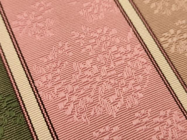 平和屋着物●本場筑前博多織　半幅帯　井上絹織謹製　花間道　証紙付き　正絹　逸品　CABI4977ak