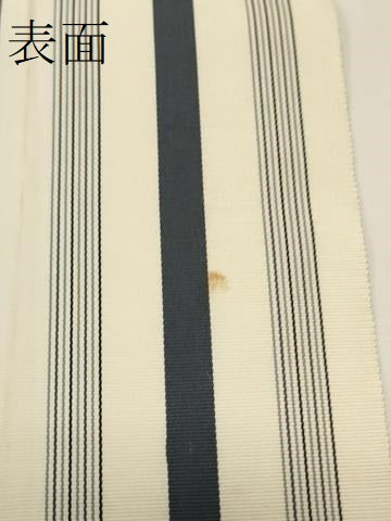 平和屋着物●本場筑前博多織　半幅帯　一重帯　縞　正絹　逸品　CABI4988ak