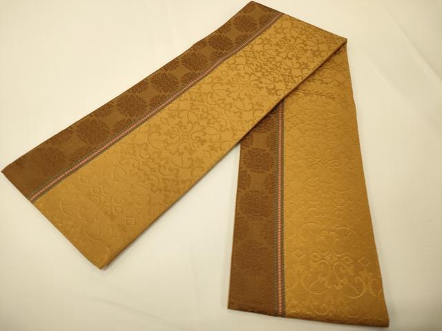 平和屋着物○本場筑前博多織 半幅帯 唐草間道 正絹 逸品 CABI4991ak