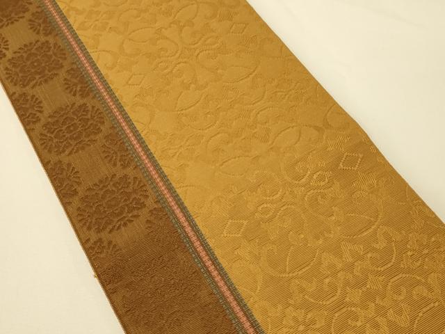 平和屋着物○本場筑前博多織 半幅帯 唐草間道 正絹 逸品 CABI4991ak