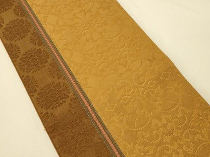 平和屋着物●本場筑前博多織　半幅帯　唐草間道　正絹　逸品　CABI4991ak