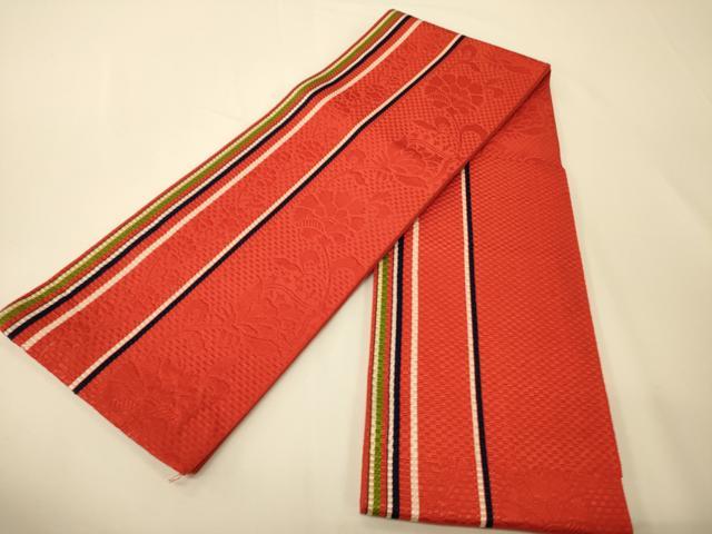 平和屋着物●本場筑前博多織　半幅帯　花間道　正絹　逸品　CABI4995ak